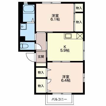 プライムステージA 205号室 間取り