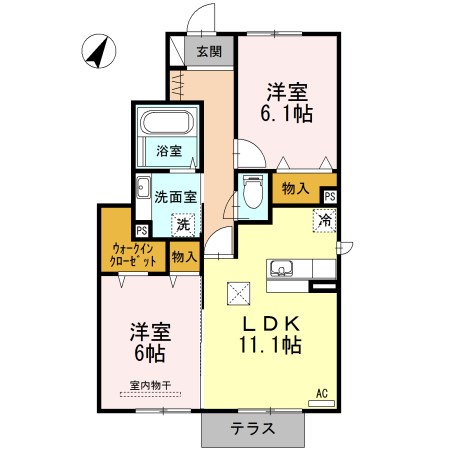 フジレスト 101号室 間取り