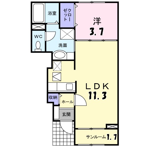 プルミエＢ 101号室 間取り