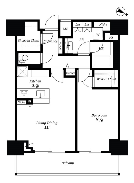 ロイヤルパークスER万代 920号室 間取り