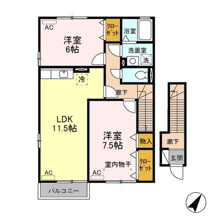 レコルトB 201号室 間取り
