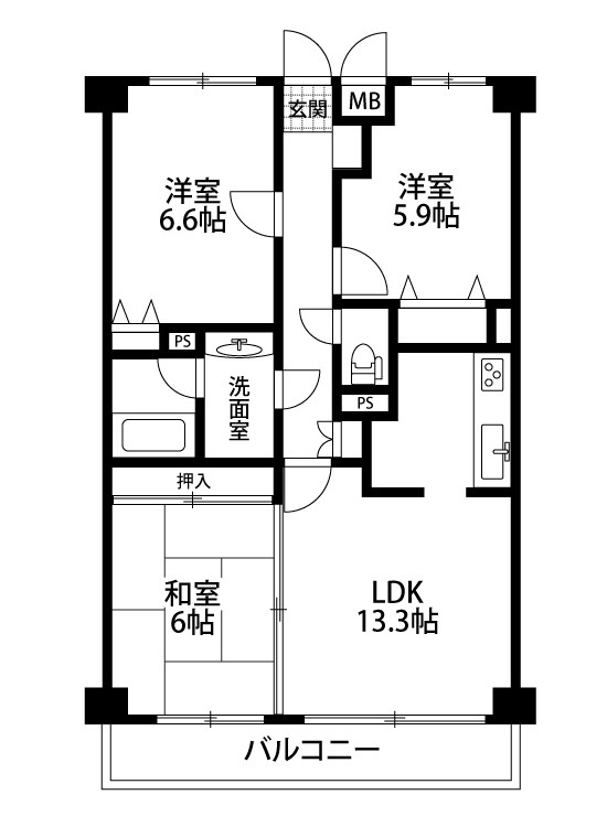 ピュアコートベル 502号室 間取り