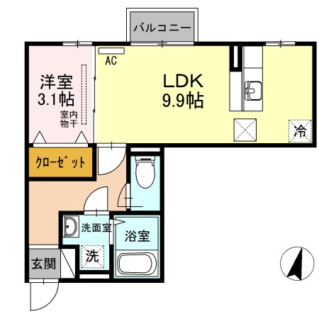 ラ・ランド上新栄 A106号室 間取り