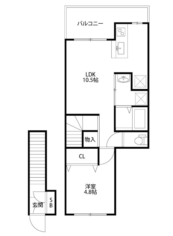 イニエ水道町 201号室 間取り