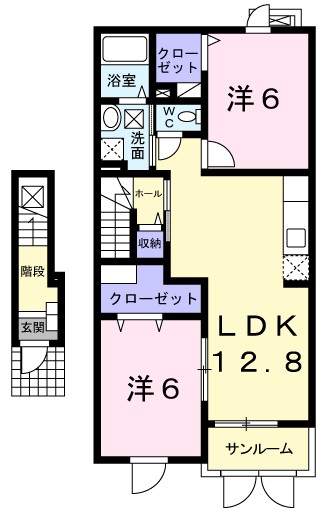 クレール 202号室 間取り