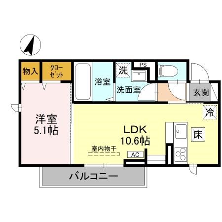 CLASSEUM幸西　Ⅲ 108号室 間取り