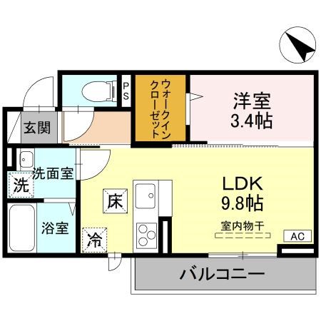CLASSEUM幸西　Ⅳ 107号室 間取り