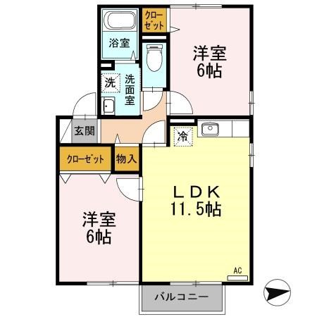 イーストヒルズB 201号室 間取り
