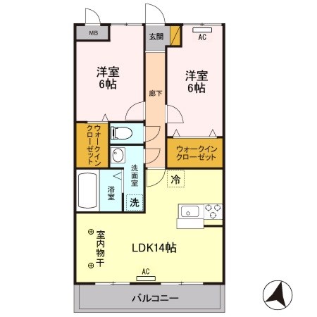 ウィステリア 111号室 間取り