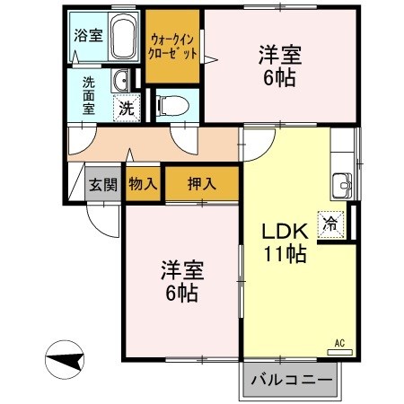 フローラルアベニュー B205号室 間取り