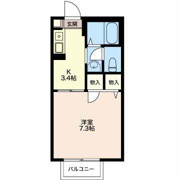 ドミール 102号室 間取り