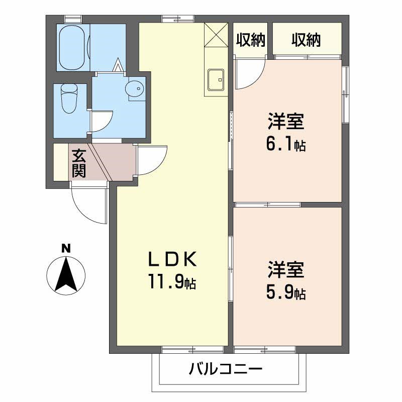 プラムロード A102号室 間取り