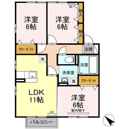 リュージュC 202号室 間取り