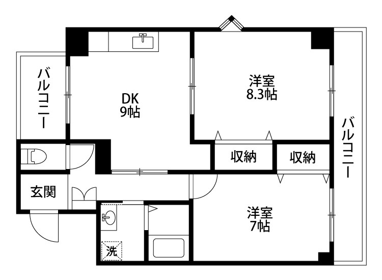 コートシャンベル 808号室 間取り