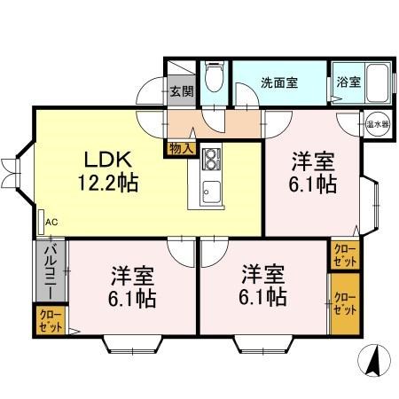 プレリュード  A102号室 間取り