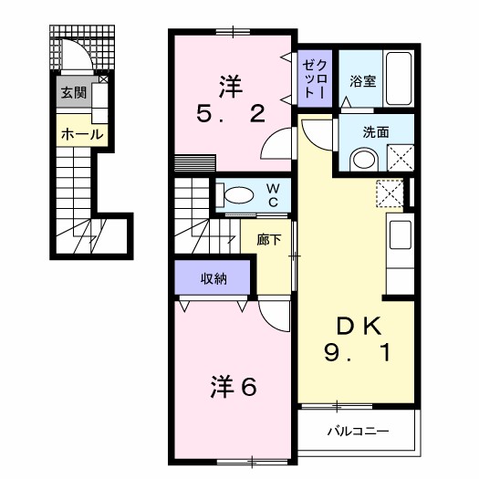 クレスト椿 201号室 間取り