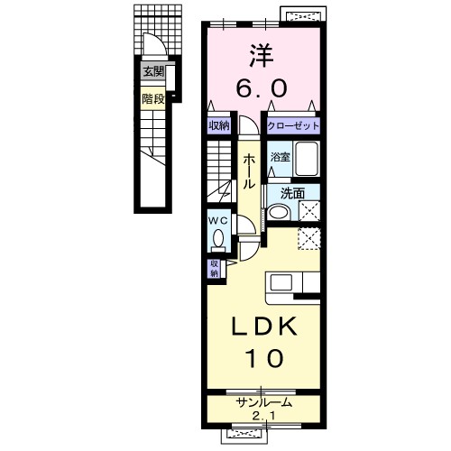 グレースワン 202号室 間取り
