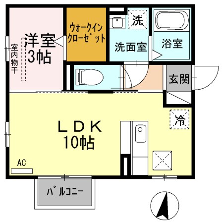 クロスレット　A 101号室 間取り