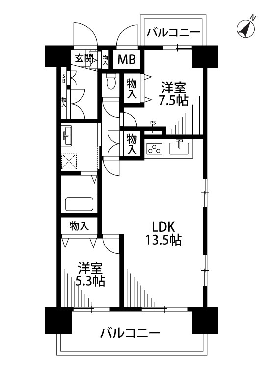 ヴィラ東中通 902号室 間取り
