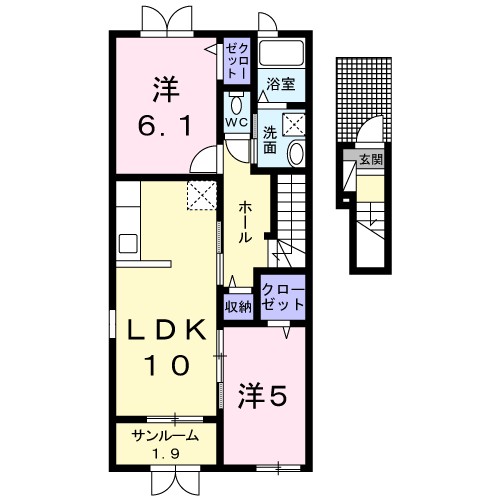 アメジストＡ 204号室 間取り