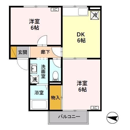 グランデ紫 202号室 間取り