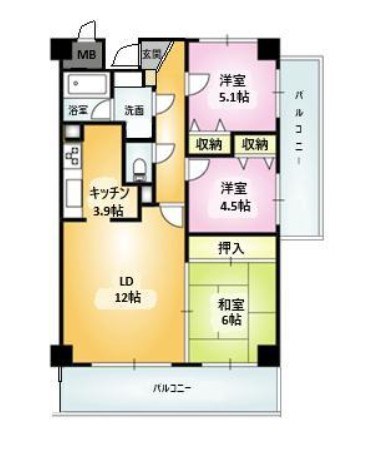 ピュアコートベル 703号室 間取り