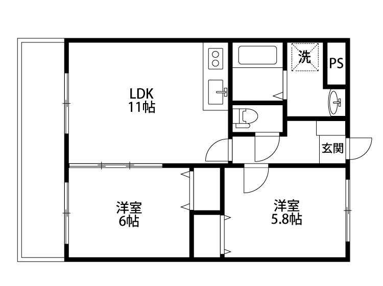 セカンドパレス 206号室 間取り