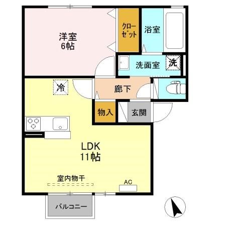 アムール中央 203号室 間取り