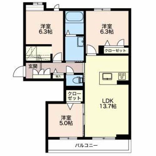 マストタウン神道寺 A203号室 間取り