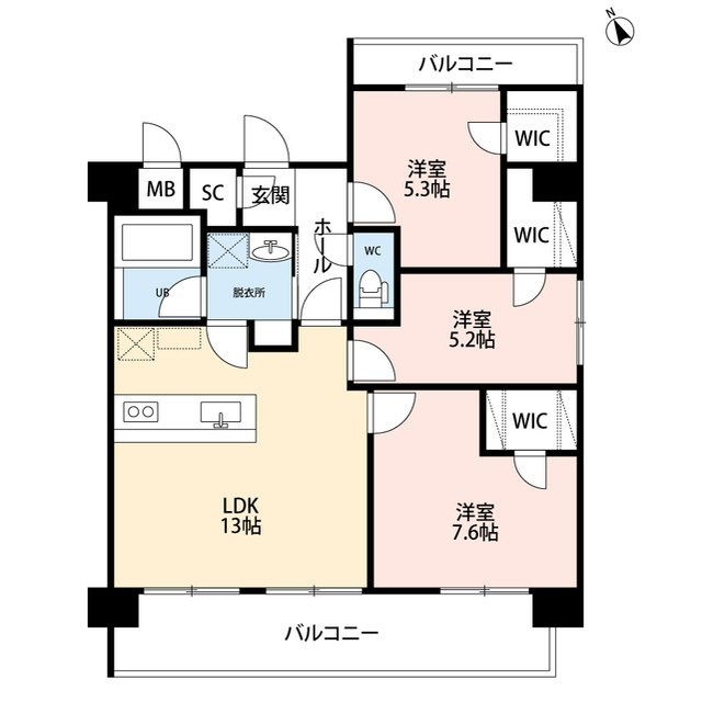 パーク万代ミッドコート 901号室 間取り