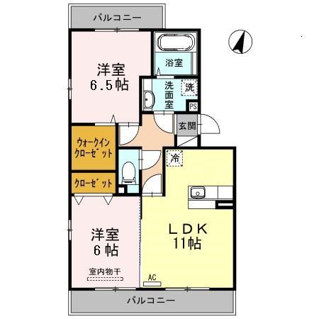 レイクサイドB 305号室 間取り