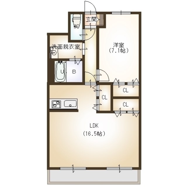 ピュアライフ坂井Ⅱ 102号室 間取り