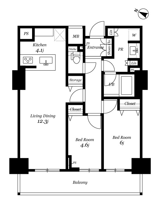 ロイヤルパークスER万代 604号室 間取り