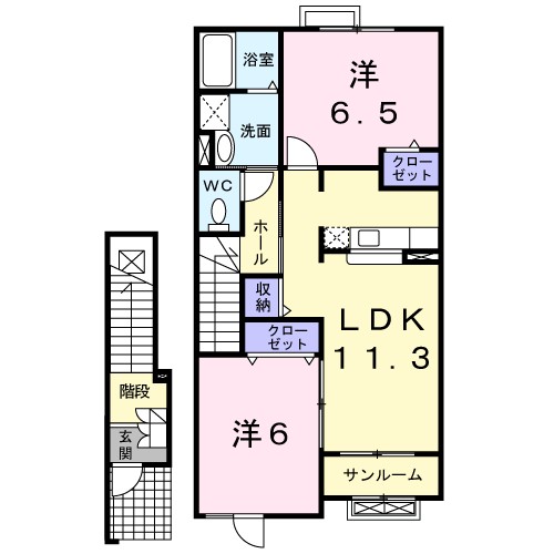 ハッピーフィールドＣ 202号室 間取り