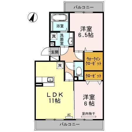 レイクサイドB 203号室 間取り