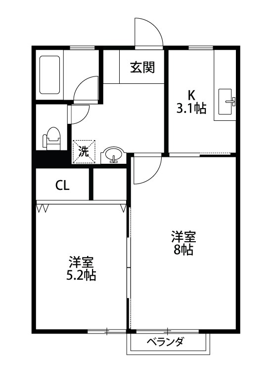プランタン 204号室 間取り
