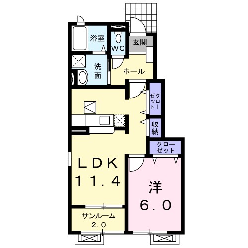 クレスト藤 104号室 間取り