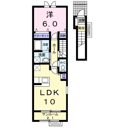 パレウエスト 201号室 間取り