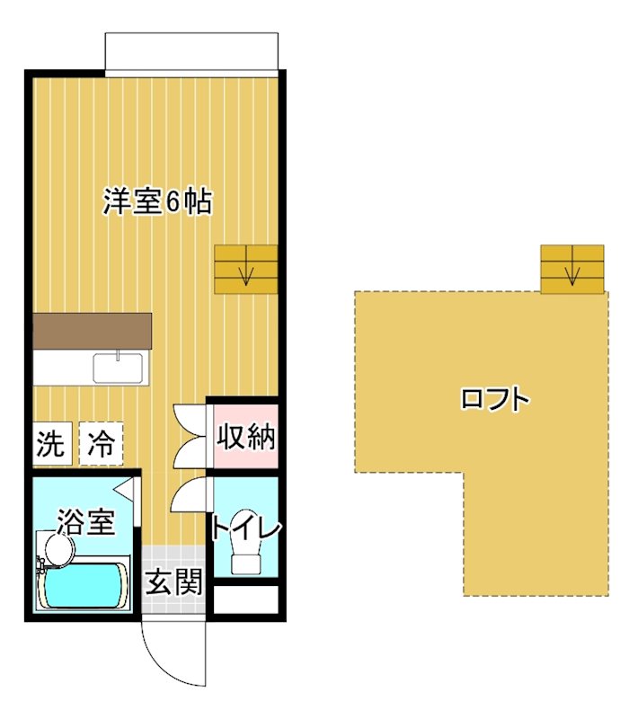 ﾊｲﾂ胡蝶蘭 203号室 間取り