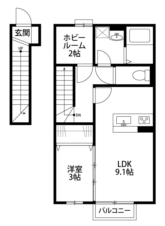 メゾンドゥルミエール 201号室 間取り