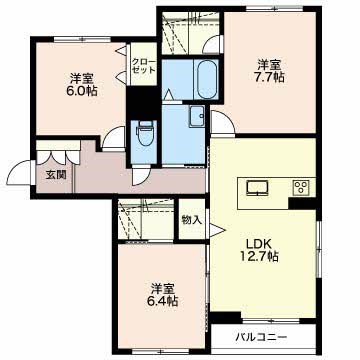 シャーメゾン女池上山 301号室 間取り
