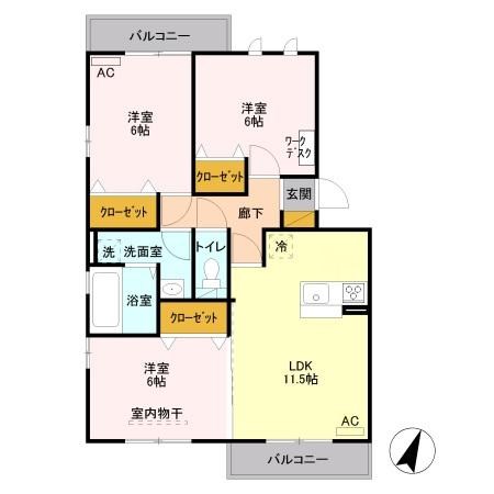 セイチ上近江 A205号室 間取り