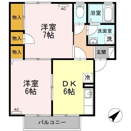 プレイン A203号室 間取り