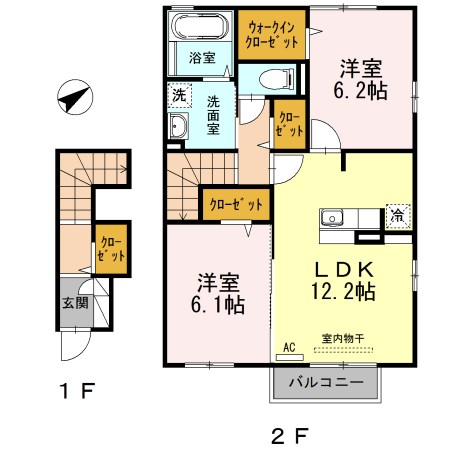 ライフコート横越中央 203号室 間取り