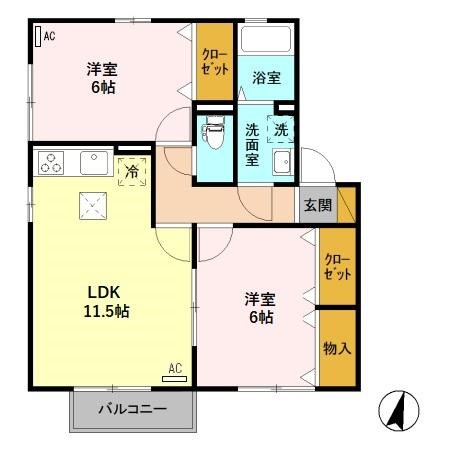 プレアデス 102号室 間取り