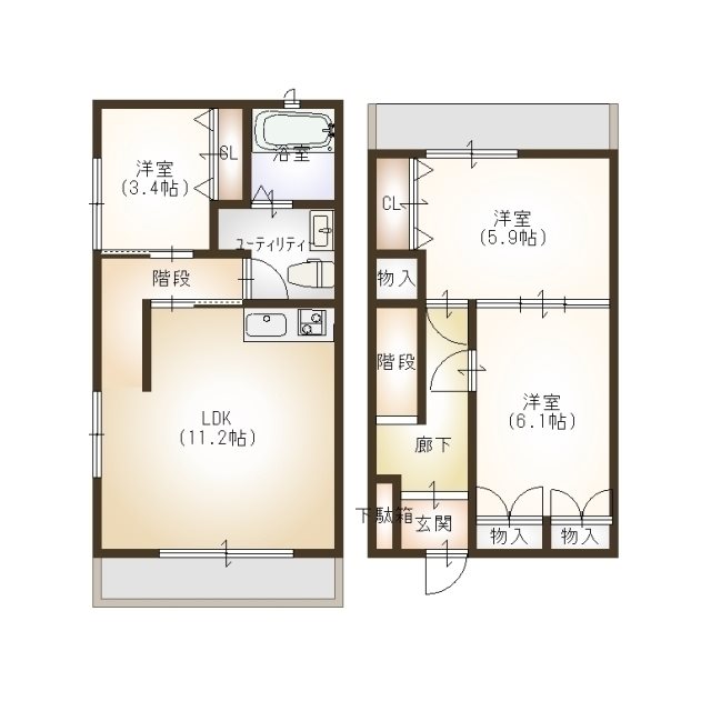 ヴォーグ 2-A号室 間取り