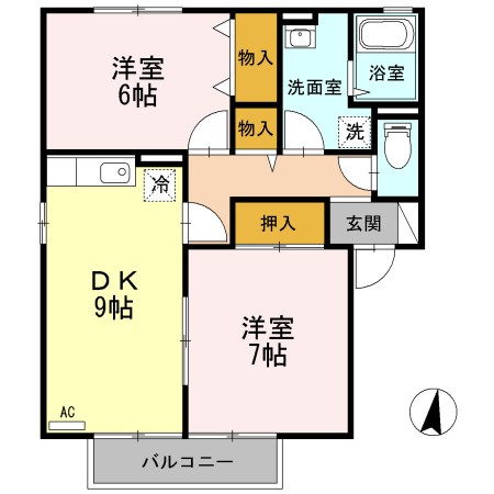 カマラード牡丹山　A 201号室 間取り
