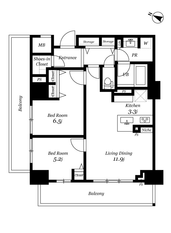 ロイヤルパークスER万代 701号室 間取り
