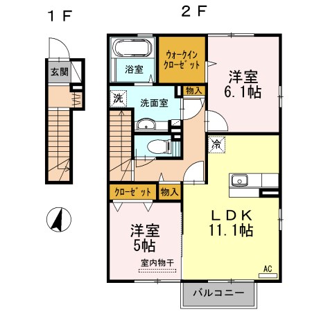 クローバーハウスD 201号室 間取り