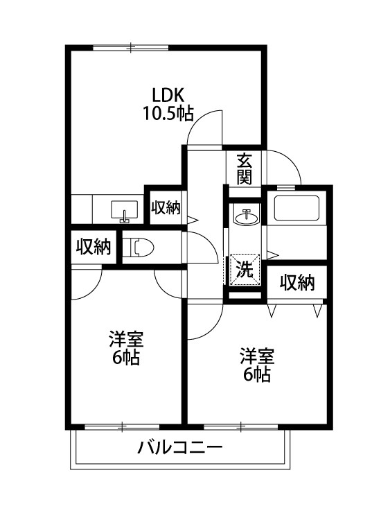 メゾンファルビス 1-A号室 間取り